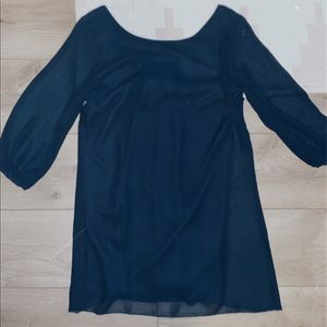 Long Sleeve Navy Bow Dress